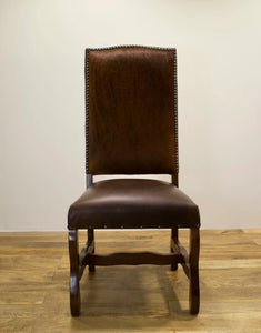 The Rawlins Chair – Cowhide Leather Dining Chair with Nailhead Trim