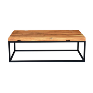 The Redhorn Coffee Table – 52" Rectangular Live Edge Hardwood & Metal Base