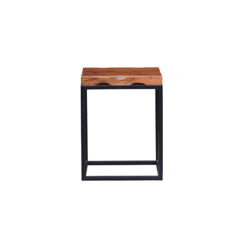 The Redhorn End Table – Live Edge Hardwood & Metal Base