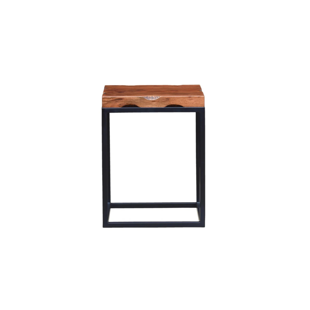 The Redhorn End Table – Live Edge Hardwood & Metal Base