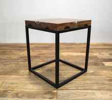Load image into Gallery viewer, The Redhorn End Table – Live Edge Hardwood &amp; Metal Base