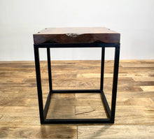 Load image into Gallery viewer, The Redhorn End Table – Live Edge Hardwood &amp; Metal Base