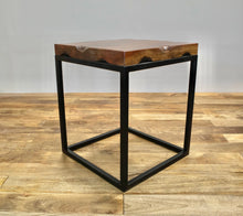 Load image into Gallery viewer, The Redhorn End Table – Live Edge Hardwood &amp; Metal Base