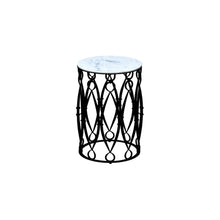 Load image into Gallery viewer, The Rhea Table – 20&quot; Round Marble Accent Table with Wrought Iron Base