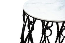 Load image into Gallery viewer, The Rhea Table – 20&quot; Round Marble Accent Table with Wrought Iron Base