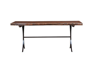 The Ridge Table – 72" Live Edge Hardwood Table with Wrought Steel Base