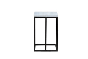 The Ridge Table – 18" Marble C-Table with Black Steel Base