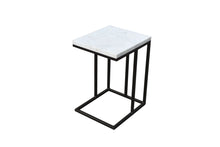Load image into Gallery viewer, The Ridge Table – 18&quot; Marble C-Table with Black Steel Base