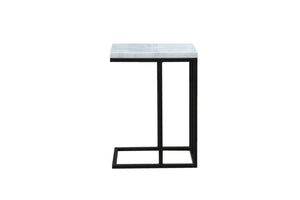 The Ridge Table – 18" Marble C-Table with Black Steel Base