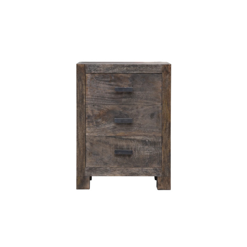 The Rowan Nightstand – Reclaimed Wood 3-Drawer Side Table