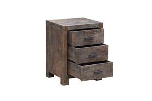 The Rowan Nightstand – Reclaimed Wood 3-Drawer Side Table