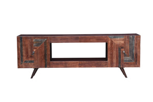The Sedona Cabinet – 84" Hardwood Media Console with Geometric Inlay