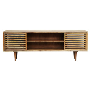 The Sonora Media Cabinet – 84" Slatted Wood Entertainment Console