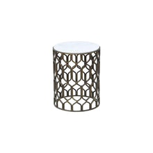 Load image into Gallery viewer, The Solenne Table – 20&quot; Round Marble End Table with Aged Brass Base