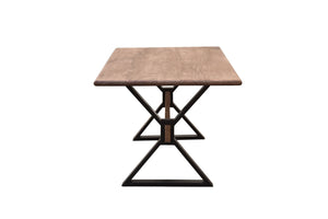 The Stonehorn Table – 72" Hardwood Dining Table with Double-Pyramid Steel Base