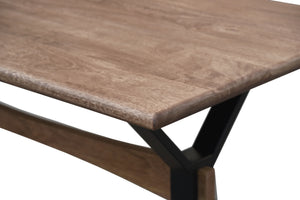 The Stonehorn Table – 72" Hardwood Dining Table with Double-Pyramid Steel Base