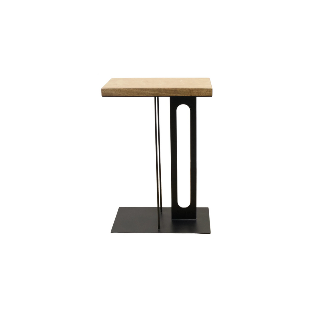 The Vale Table – Sculpted Hardwood & Steel Accent Table