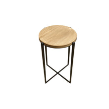 Load image into Gallery viewer, The Veld Table – 16&quot; Round Solid Wood Accent Table with Slender Steel Base