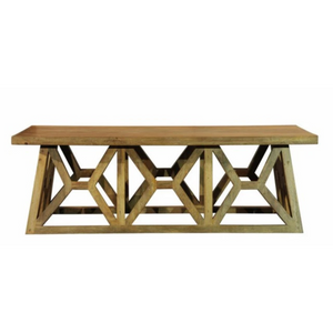 The Wenatchee Coffee Table – 55" Solid Wood Geometric Base Table