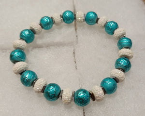 Stretch Bracelet Teal/White