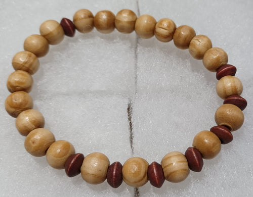 Stretch Bracelet with dark/light wood
