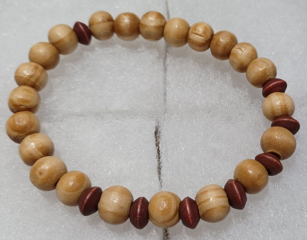 Stretch Bracelet with dark/light wood