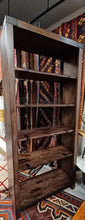 Load image into Gallery viewer, 5 Shelf Dark Walnut with Iron Mesh Backing Bookcase