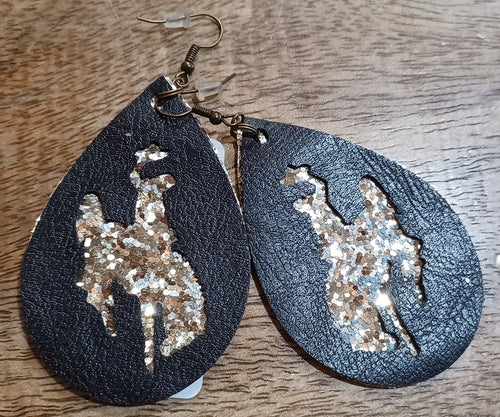 Gold Glitter & Brown UW Teardrop Earring