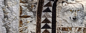Hand Crafted Quilted Wolf Blanket by Local Artist