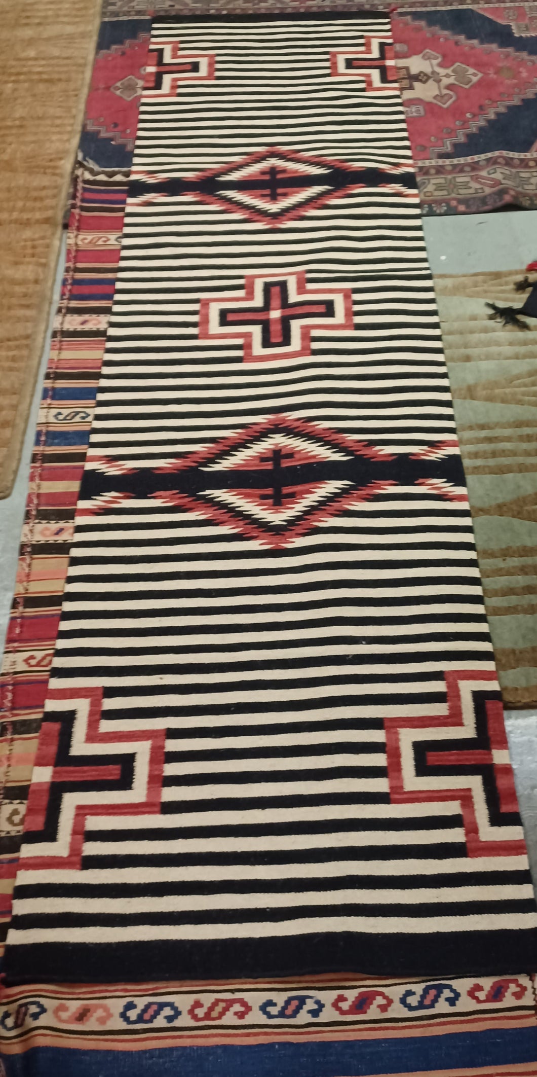 Red & Black Woolen Mills Navajo Style 2.5' x 10' Area Runners