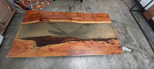 Load image into Gallery viewer, Large Resin Inlay and Wood Coffee Table with XBase Rod Iron