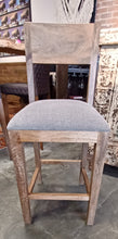 Load image into Gallery viewer, Solid Wood Bar Stools with Grey Fabric Seat