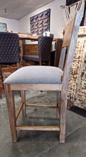Load image into Gallery viewer, Solid Wood Bar Stools with Grey Fabric Seat