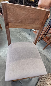 Solid Wood Bar Stools with Grey Fabric Seat