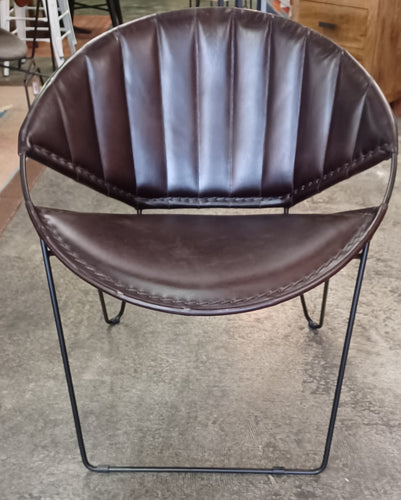 Round Beautiful Leather Accent Chair
