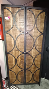 Tall Cabinet with Iron Circles 4 Shelves