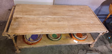 Load image into Gallery viewer, Two Layer Rustic Coffee Table on Wheels