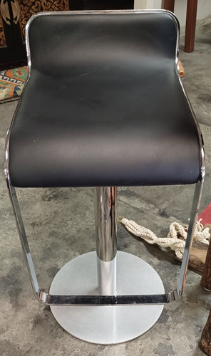 Black Leather Seat Backless Swivel Stool