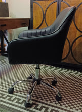 Load image into Gallery viewer, Black Leather Rolling Office Chair