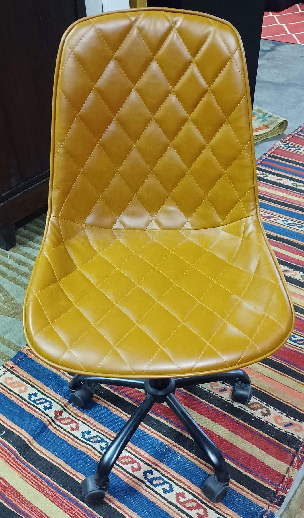 Tan Leather Diamond Stitching Office Chair