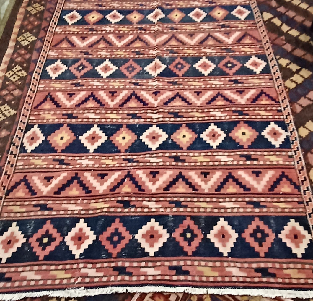 Gorgeous Pink and Blue Caucasian Rug
