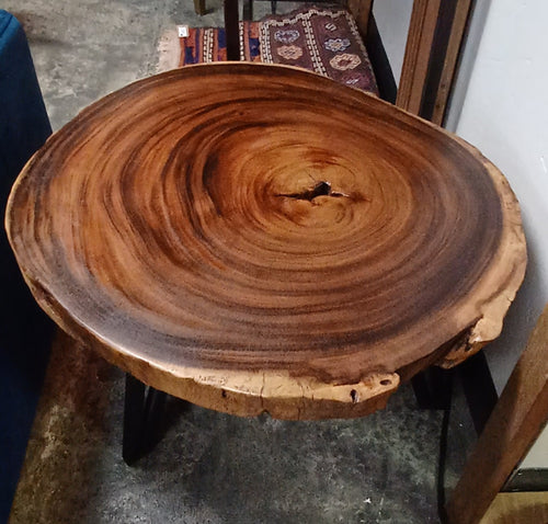 Live Edge Monkey Wood End Table