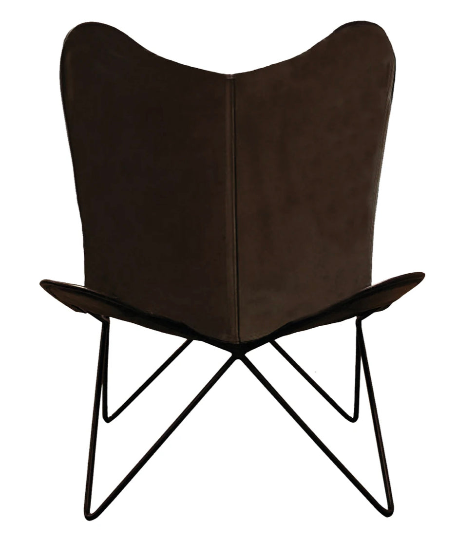 BUTTERFLY LEATHER ACCENT CHAIR in DARK ESPRESSO