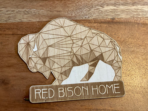 Red Bison 3D Laser Cut Wood Sticker