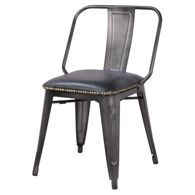 Metal Dining Side Chair, Vintage Black