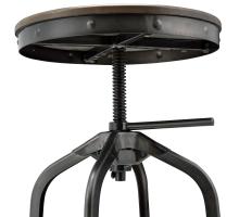 Industrial Vintage Bar Stool Gunmetal Legs, Walnut