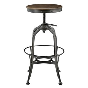 Industrial Vintage Bar Stool Gunmetal Legs, Walnut