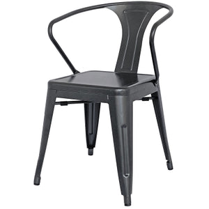 Metropolis Metal Dining Side Arm Chair, Gunmetal