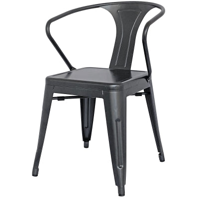 Metropolis Metal Dining Side Arm Chair, Gunmetal