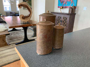 Set of 3 Hand Hammered Copper Canisters